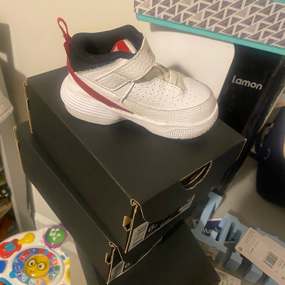 Jordan Kids White and Red Sneakers
